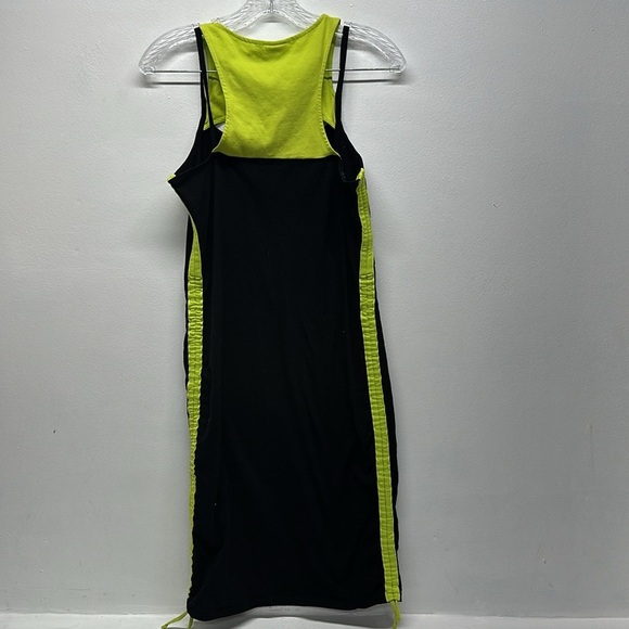 Kangol x H&M Bodycon Dress Stretch Sleeveless Cut Out Black Neon Size Medium - Picture 4 of 8